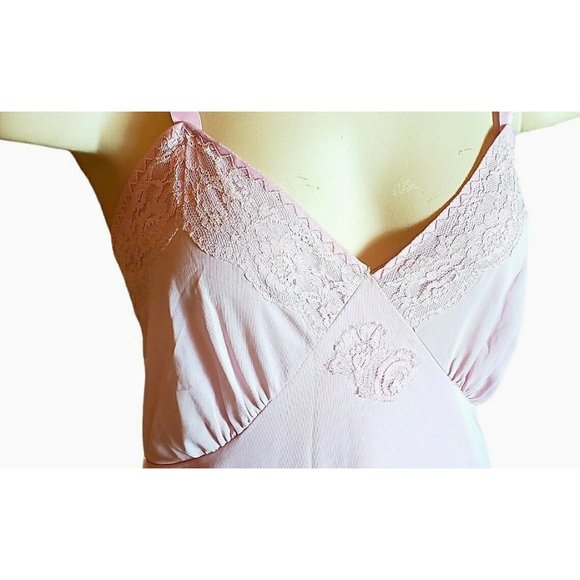 VTG Nani Flower Full Size Slip Dress 38 Light Pink, Lace and Ruffle - Picture 7 of 7